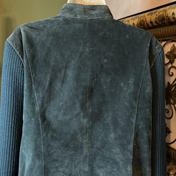 So Stylish Alfani Blue leather suede zip up Jacket Sz XL - Picture 8 of 13